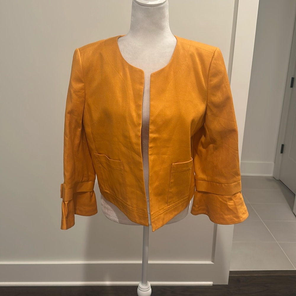 NWT Loft Goldenrod Yellow Bow Sleeve Jacket Sz M